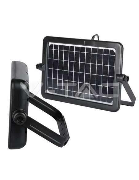 V-TAC VT-788-10 8674 LED Solar Paneel Licht 10W met PIR Sensor en 5V USB uitgang 1A Kleur Zwart 4000K IP65