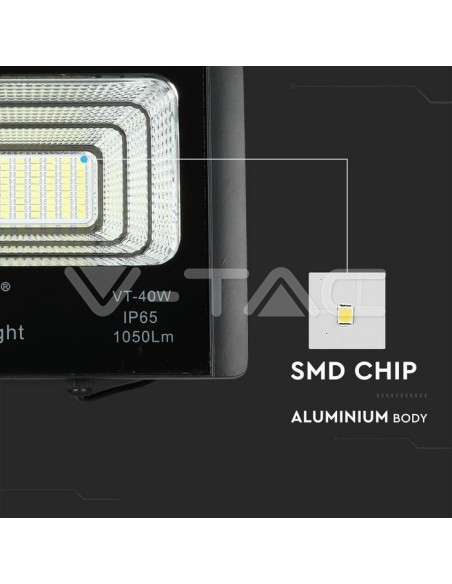V-TAC VT-40W LED Spotlight 16W met zonnepaneel en afstandsbediening