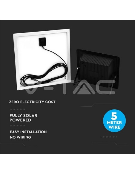 Foco LED V-TAC VT-60W 20W con panel solar y mando a distancia