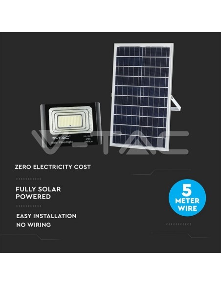 V-TAC VT-100W Faro LED 35W con Pannello Solare e Telecomando