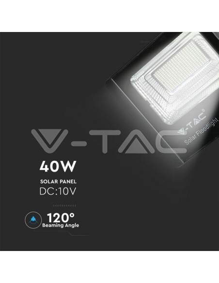V-TAC VT-200W Spot LED 40W avec panneau solaire et télécommande