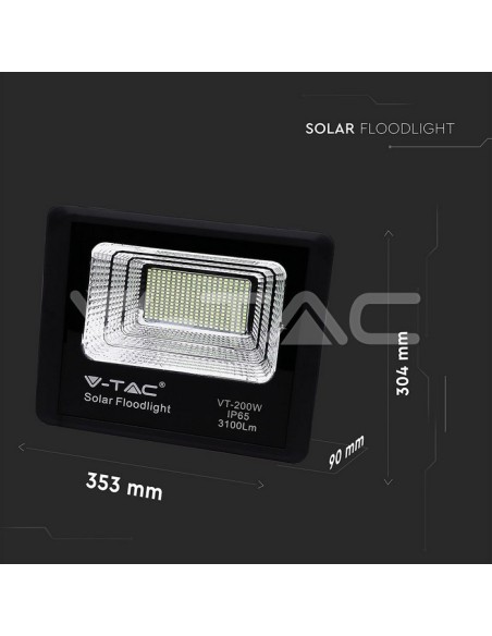 V-TAC VT-200W Faro LED 40W con Pannello Solare e Telecomando