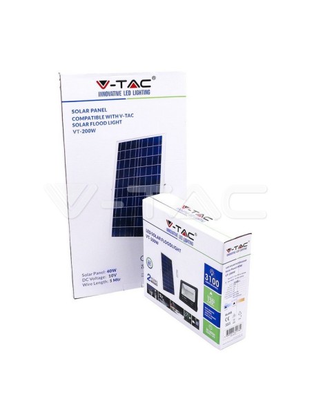 V-TAC VT-200W 40W LED-Strahler mit Solarpanel und Fernbedienung