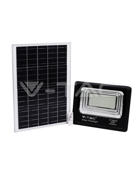 V-TAC VT-300W Spot à LED 50W avec panneau solaire et télécommande