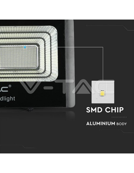 V-TAC VT-300W LED spotlight 50W with Solar Panel and Remote Control