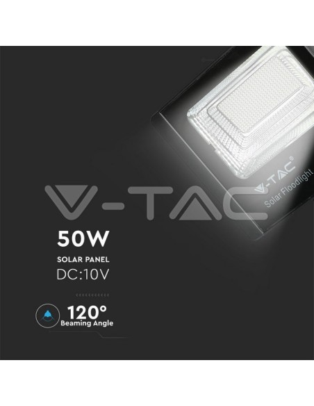 V-TAC VT-300W LED schijnwerper 50W met zonnepaneel en afstandsbediening