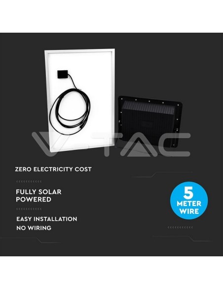 Foco LED V-TAC VT-300W con panel solar y mando a distancia