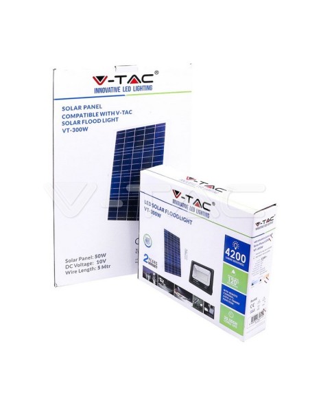 Foco LED V-TAC VT-300W con panel solar y mando a distancia