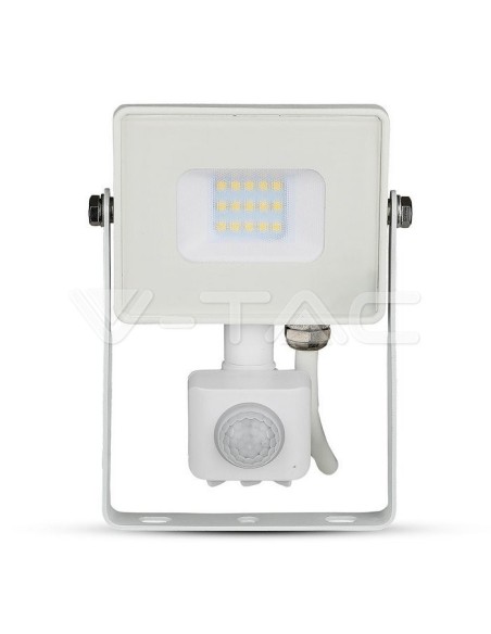 V-TAC PRO VT-10-S Faro LED Chip Samsung 10W Colore Bianco con Sensore di Movimento e Crepuscolare e Interruttore di Bloccaggio 