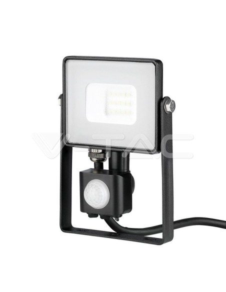 V-TAC PRO VT-10-S Schwarzer 10W Samsung Chip LED-Strahler mit Bewegungs- und Dämmerungssensor und Verriegelungsschalter