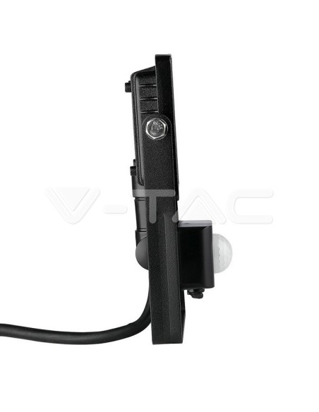 V-TAC PRO VT-10-S Negro 10W Chip LED Foco con sensor de movimiento y crepuscular e interruptor de bloqueo