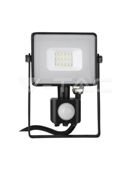 V-TAC PRO VT-10-S Negro 10W Chip LED Foco con sensor de movimiento y crepuscular e interruptor de bloqueo