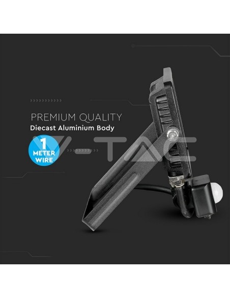 V-TAC PRO VT-20-S 20W LED Samsung Chip Light avec détecteur de mouvement et de crépuscule et interrupteur de verrouillage