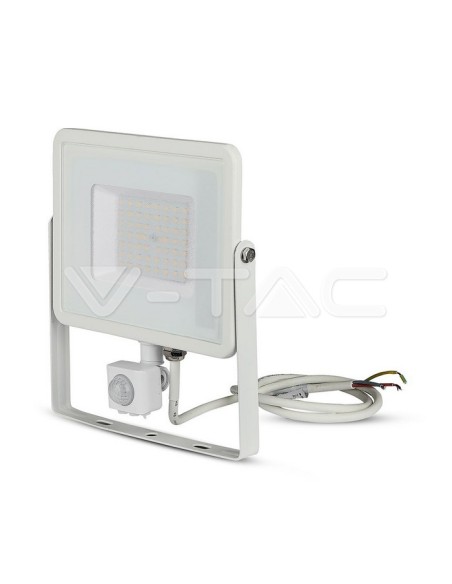 V-TAC PRO VT-50-S 50W Samsung Chip LED Schijnwerper Wit met bewegings- en schemeringssensor en vergrendelingsschakelaar