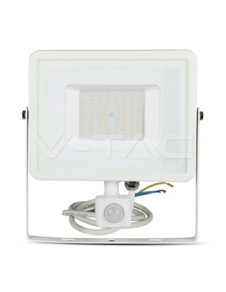 V-TAC PRO VT-50-S Faro LED 50W Chip Samsung Colore Bianco con Sensore di Movimento e Crepuscolare e Interruttore di Bloccaggio 