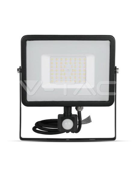 V-TAC PRO VT-50-S Foco LED con chip Samsung de 50W, negro, con sensor de movimiento y crepuscular e interruptor de bloqueo