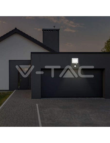 V-TAC PRO VT-50-S 50W Samsung Chip LED Spotlight Black with Motion and Twilight Sensor and Locking Switch