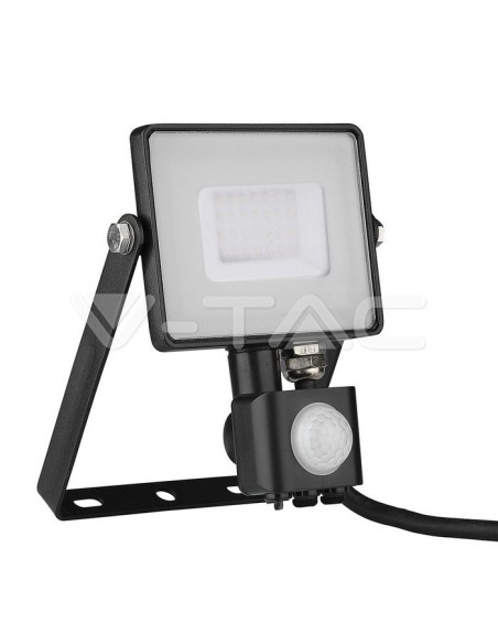 V-TAC PRO VT-30-S 30W Samsung Chip LED Spotlight Zwart met bewegings- en schemeringsensor en vergrendelschakelaar