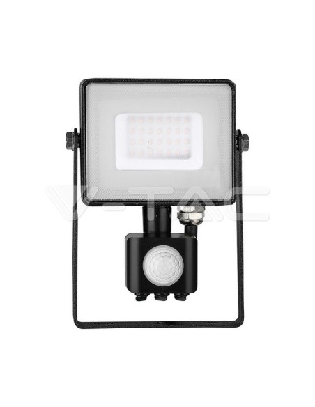 V-TAC PRO VT-30-S Faro LED 30W Chip Samsung Colore Nero con Sensore di Movimento e Crepuscolare e Interruttore di Bloccaggio