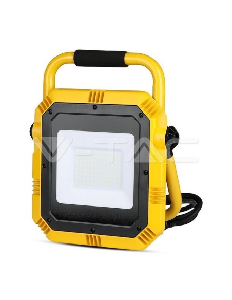 V-TAC PRO VT-51 Faro LED da Cantiere Chip Samsung 50W Colore Giallo e Nero Cavo 3mt Spina UE IP65