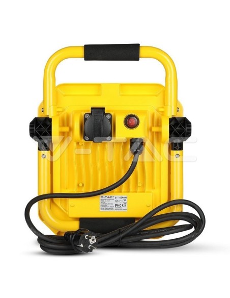 V-TAC PRO VT-51 Faro LED da Cantiere Chip Samsung 50W Colore Giallo e Nero Cavo 3mt Spina UE IP65