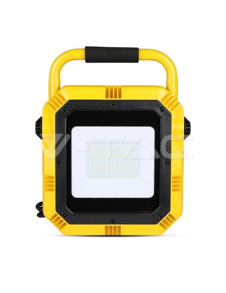 V-TAC PRO VT-51 Faro LED da Cantiere Chip Samsung 50W Colore Giallo e Nero Cavo 3mt Spina UE IP65