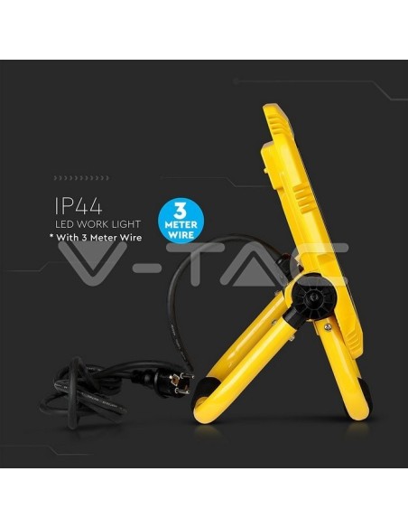 V-TAC PRO VT-51 LED Baustellenstrahler Samsung Chip 50W Farbe Gelb und Schwarz Kabel 3m EU Stecker IP65