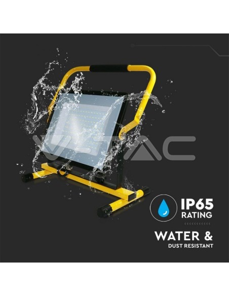 V-TAC PRO VT-109 LED Worksite Spotlight Samsung Chip 100W Colour Yellow and Black Cable 3m EU plug IP65