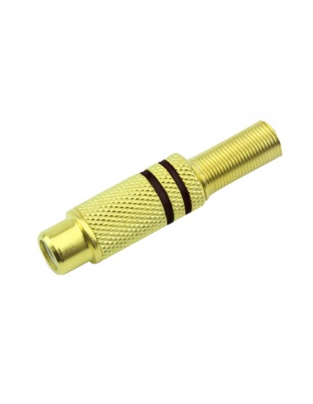 brass RCA socket with cable guide spring - with black rings