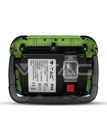 V-TAC PRO VT-20-R 20W LED-spot op batterijen met USB-opladen, SOS-functie en 5V 1A USB-uitgang, IP44