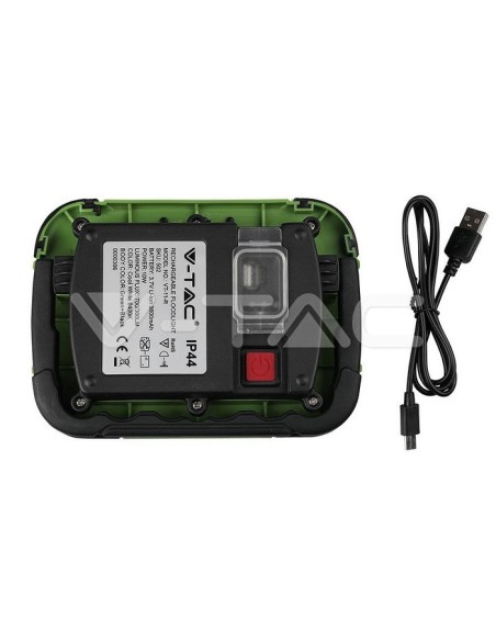 V-TAC PRO VT-11-R 10W LED-Akkustrahler mit USB-Ladefunktion, SOS-Funktion und 5V 1A USB-Ausgang, IP44