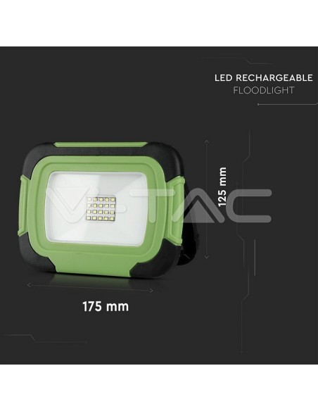 V-TAC PRO VT-10-R Samsung 10W LED-Chip-Akkupack mit USB-Ladung, IP44