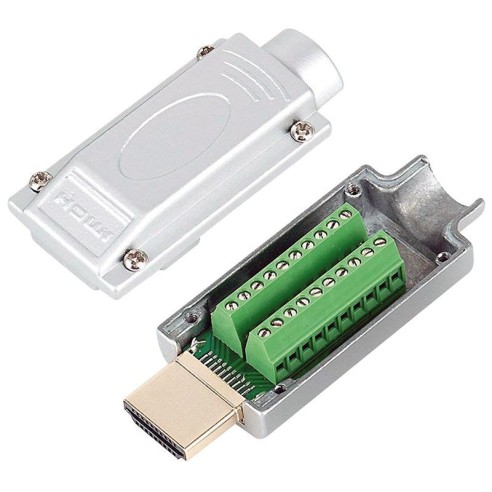 HDMI 2.0 plug with cable clamps