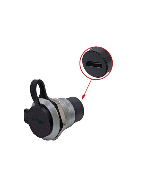 Prise de traversée de panneau métallique HDMI avec capuchon de protection en silicone - gris