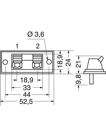 2-pole terminal block for loudspeakers