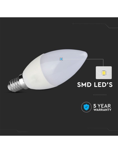 V-TAC PRO VT-293D LED Dimbare E14 Samsung Chip 5.5W Kaarslamp