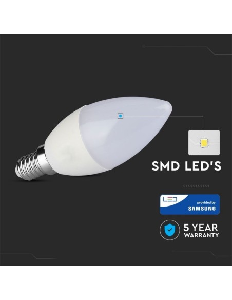 V-TAC PRO VT-226 LED Bulb E14 5.5W Samsung Chip Candle