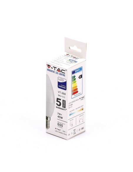 V-TAC PRO VT-268 LED Chip Bulb Samsung E14 7W Candela