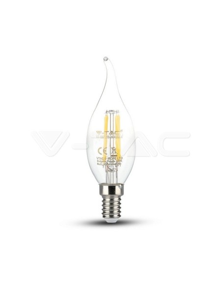 V-TAC VT-1997D 4366 Lampadina LED E14 4W Candela a Fiamma A Filamento 2700K Dimmerabile
