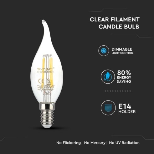 V-TAC VT-1997D 4366 LED-lamp E14 4W...