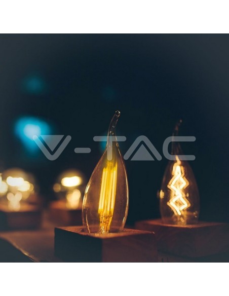 V-TAC VT-1949 7114 LED Bulb E14 4W Filament Flame Candle Glass Amber 2200K
