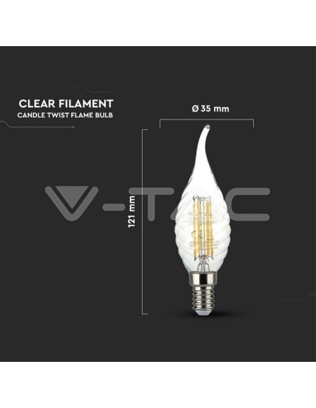 V-TAC VT-1995 LED-lamp E14 4W vlam gloeidraad kaars