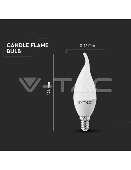 V-TAC PRO VT-258 Lampadina LED Chip Samsung E14 5,5W Candela a Fiamma