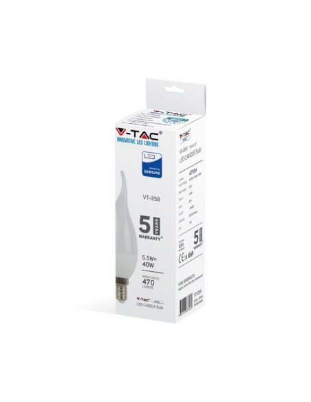 V-TAC PRO VT-258 Bombilla LED Chip Samsung E14 5,5W Vela de llama