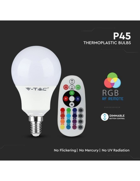 V-TAC VT-2234 LED Bulb E14 3.5W P45 with Remote Control RGB