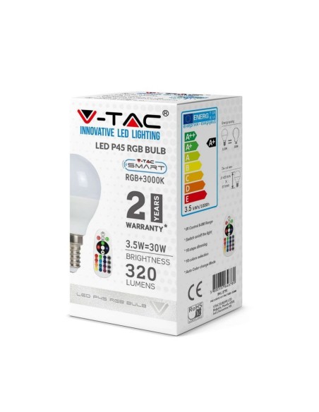 V-TAC VT-2234 Ampoule LED E14 3.5W P45 avec télécommande RGB