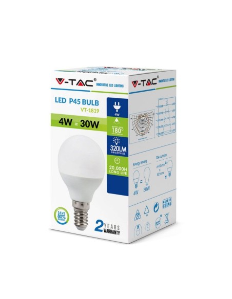 V-TAC VT-1819 LED Bulb E14 4W P45