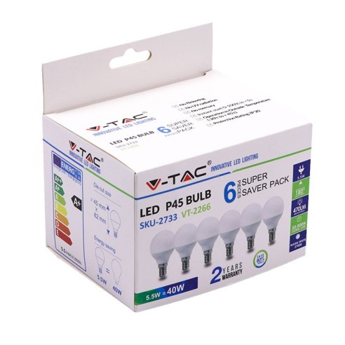 V-TAC VT-2266 Box 6 Lampadine LED E14...