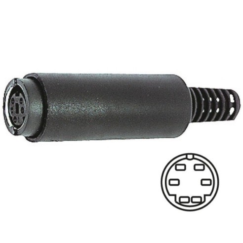6-pin shielded Mini-Din socket