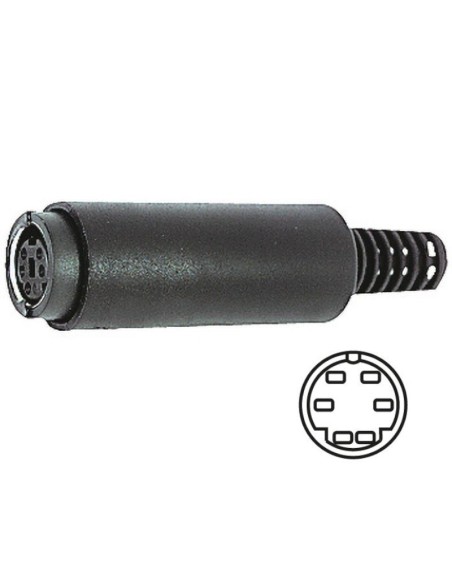 6-pin shielded Mini-Din socket